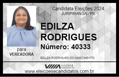 Candidato EDILZA RODRIGUES 2024 - JURIPIRANGA - Eleições