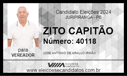 Candidato ZITO CAPITÃO 2024 - JURIPIRANGA - Eleições