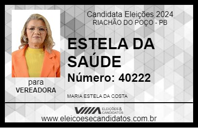 Candidato ESTELA DA SAÚDE 2024 - RIACHÃO DO POÇO - Eleições