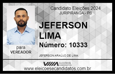 Candidato JEFERSON LIMA 2024 - JURIPIRANGA - Eleições