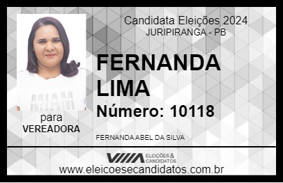 Candidato FERNANDA LIMA 2024 - JURIPIRANGA - Eleições