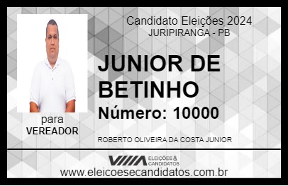 Candidato JUNIOR DE BETINHO 2024 - JURIPIRANGA - Eleições