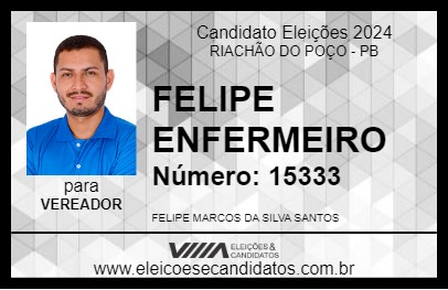 Candidato FELIPE ENFERMEIRO 2024 - RIACHÃO DO POÇO - Eleições