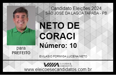 Candidato NETO DE CORACI 2024 - SÃO JOSÉ DA LAGOA TAPADA - Eleições