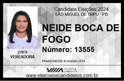 Candidato NEIDE BOCA DE FOGO 2024 - SÃO MIGUEL DE TAIPU - Eleições