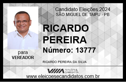 Candidato RICARDO PEREIRA 2024 - SÃO MIGUEL DE TAIPU - Eleições