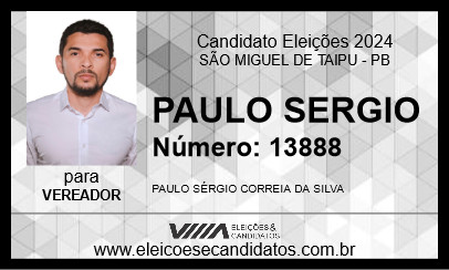 Candidato PAULO SERGIO 2024 - SÃO MIGUEL DE TAIPU - Eleições