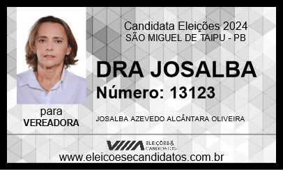 Candidato DRA JOSALBA 2024 - SÃO MIGUEL DE TAIPU - Eleições