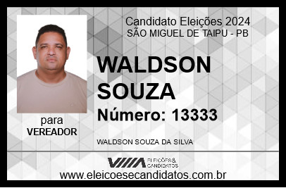 Candidato WALDSON SOUZA 2024 - SÃO MIGUEL DE TAIPU - Eleições