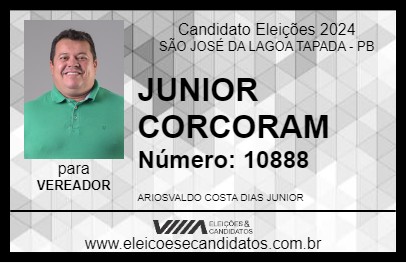 Candidato JUNIOR CORCORAM 2024 - SÃO JOSÉ DA LAGOA TAPADA - Eleições