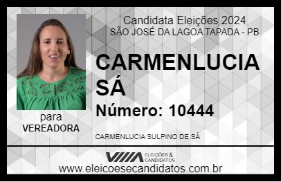 Candidato CARMENLUCIA SÁ 2024 - SÃO JOSÉ DA LAGOA TAPADA - Eleições