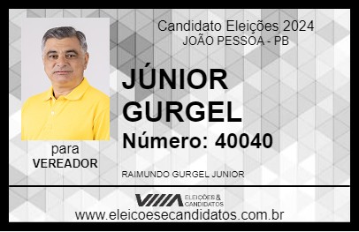 Candidato JÚNIOR GURGEL 2024 - JOÃO PESSOA - Eleições