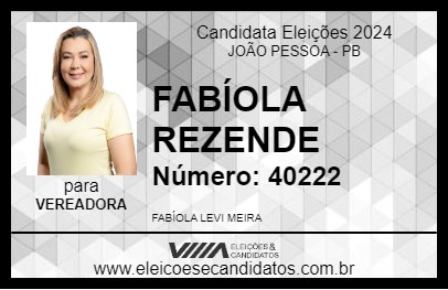 Candidato FABÍOLA REZENDE 2024 - JOÃO PESSOA - Eleições