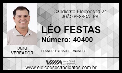 Candidato LÉO FESTAS 2024 - JOÃO PESSOA - Eleições