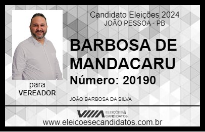 Candidato BARBOSA DE MANDACARU 2024 - JOÃO PESSOA - Eleições