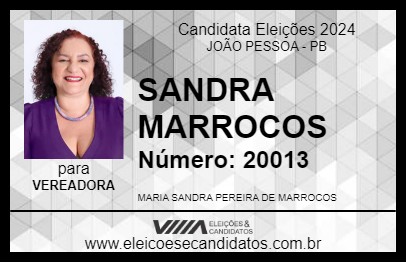 Candidato SANDRA MARROCOS 2024 - JOÃO PESSOA - Eleições