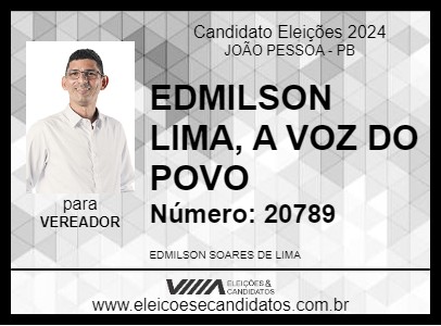 Candidato EDMILSON LIMA, A VOZ DO POVO 2024 - JOÃO PESSOA - Eleições