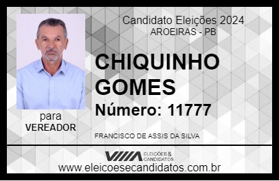 Candidato CHIQUINHO GOMES 2024 - AROEIRAS - Eleições