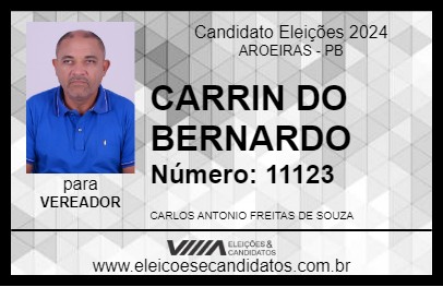 Candidato CARRIN DO BERNARDO 2024 - AROEIRAS - Eleições