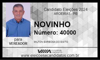 Candidato NOVINHO 2024 - AROEIRAS - Eleições