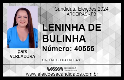 Candidato LENINHA DE BULINHA 2024 - AROEIRAS - Eleições