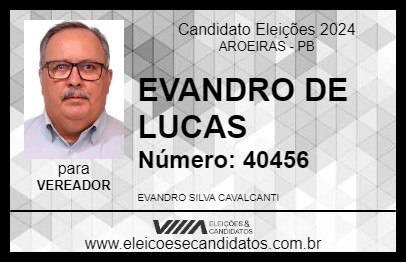 Candidato EVANDRO DE LUCAS 2024 - AROEIRAS - Eleições