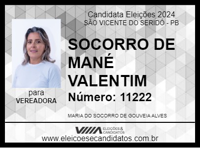 Candidato SOCORRO DE MANÉ VALENTIM 2024 - SÃO VICENTE DO SERIDÓ - Eleições