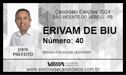 Candidato ERIVAM DE BIU 2024 - SÃO VICENTE DO SERIDÓ - Eleições