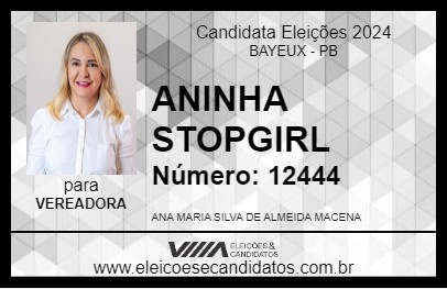 Candidato ANINHA STOPGIRL 2024 - BAYEUX - Eleições