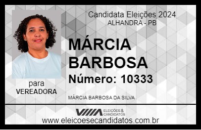 Candidato MÁRCIA BARBOSA 2024 - ALHANDRA - Eleições