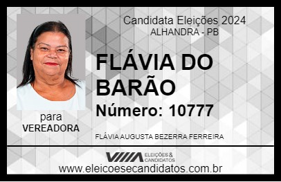 Candidato FLÁVIA DO BARÃO 2024 - ALHANDRA - Eleições