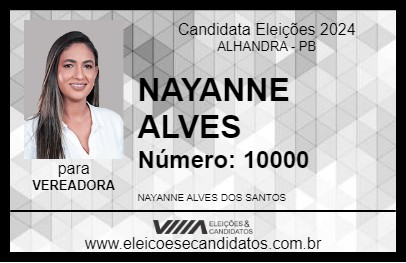 Candidato NAYANNE ALVES 2024 - ALHANDRA - Eleições