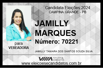 Candidato JAMILLY MARQUES 2024 - CAMPINA GRANDE - Eleições