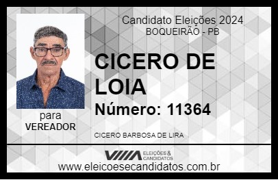 Candidato CICERO DE LOIA 2024 - BOQUEIRÃO - Eleições