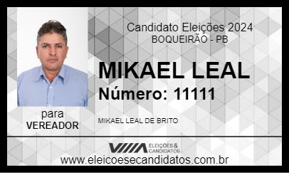 Candidato MIKAEL LEAL 2024 - BOQUEIRÃO - Eleições