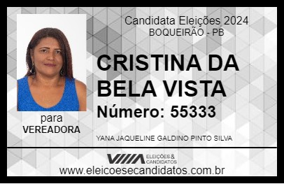 Candidato CRISTINA DA BELA VISTA 2024 - BOQUEIRÃO - Eleições