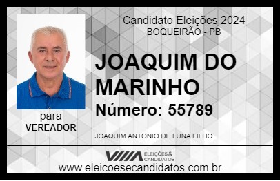 Candidato JOAQUIM DO MARINHO 2024 - BOQUEIRÃO - Eleições