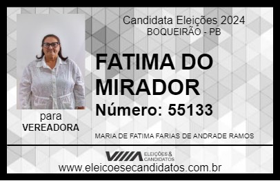 Candidato FATIMA DO MIRADOR 2024 - BOQUEIRÃO - Eleições