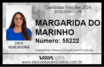 Candidato MARGARIDA DO MARINHO 2024 - BOQUEIRÃO - Eleições