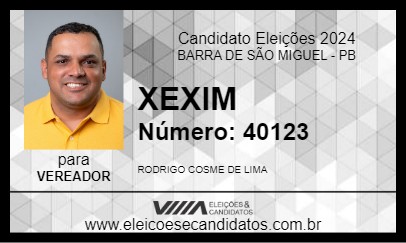 Candidato XEXIM 2024 - BARRA DE SÃO MIGUEL - Eleições