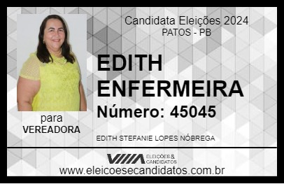 Candidato EDITH ENFERMEIRA 2024 - PATOS - Eleições