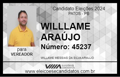 Candidato WILLLAME ARAÚJO 2024 - PATOS - Eleições