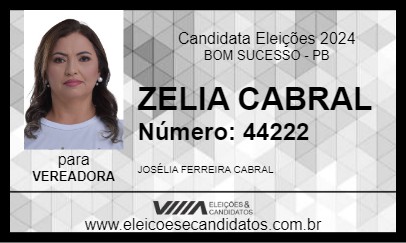 Candidato ZELIA CABRAL 2024 - BOM SUCESSO - Eleições