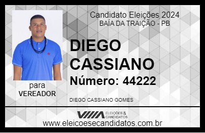 Candidato DIEGO CASSIANO 2024 - BAÍA DA TRAIÇÃO - Eleições