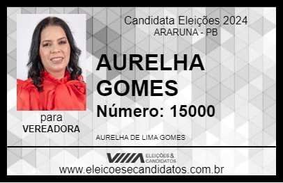 Candidato AURELHA GOMES 2024 - ARARUNA - Eleições