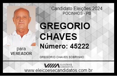 Candidato GREGORIO CHAVES 2024 - POCINHOS - Eleições