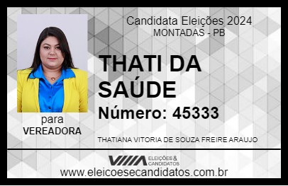 Candidato THATI DA SAÚDE 2024 - MONTADAS - Eleições