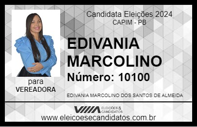 Candidato EDIVANIA MARCOLINO 2024 - CAPIM - Eleições