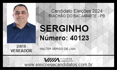 Candidato SERGINHO 2024 - RIACHÃO DO BACAMARTE - Eleições