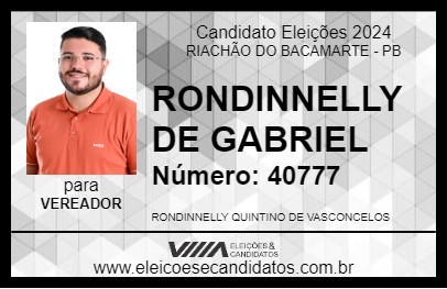 Candidato RONDINNELLY DE GABRIEL 2024 - RIACHÃO DO BACAMARTE - Eleições